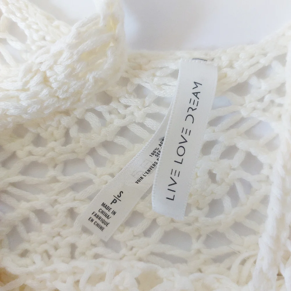 NWT Fringe Boho Festival Crochet‎ Top or Swim Cover Size Small Hippie 70s Style